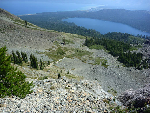 Path across scree slopes, above Fallen Leaf Lake