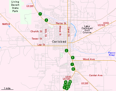 Map of Hotels in Carlsbad, NM