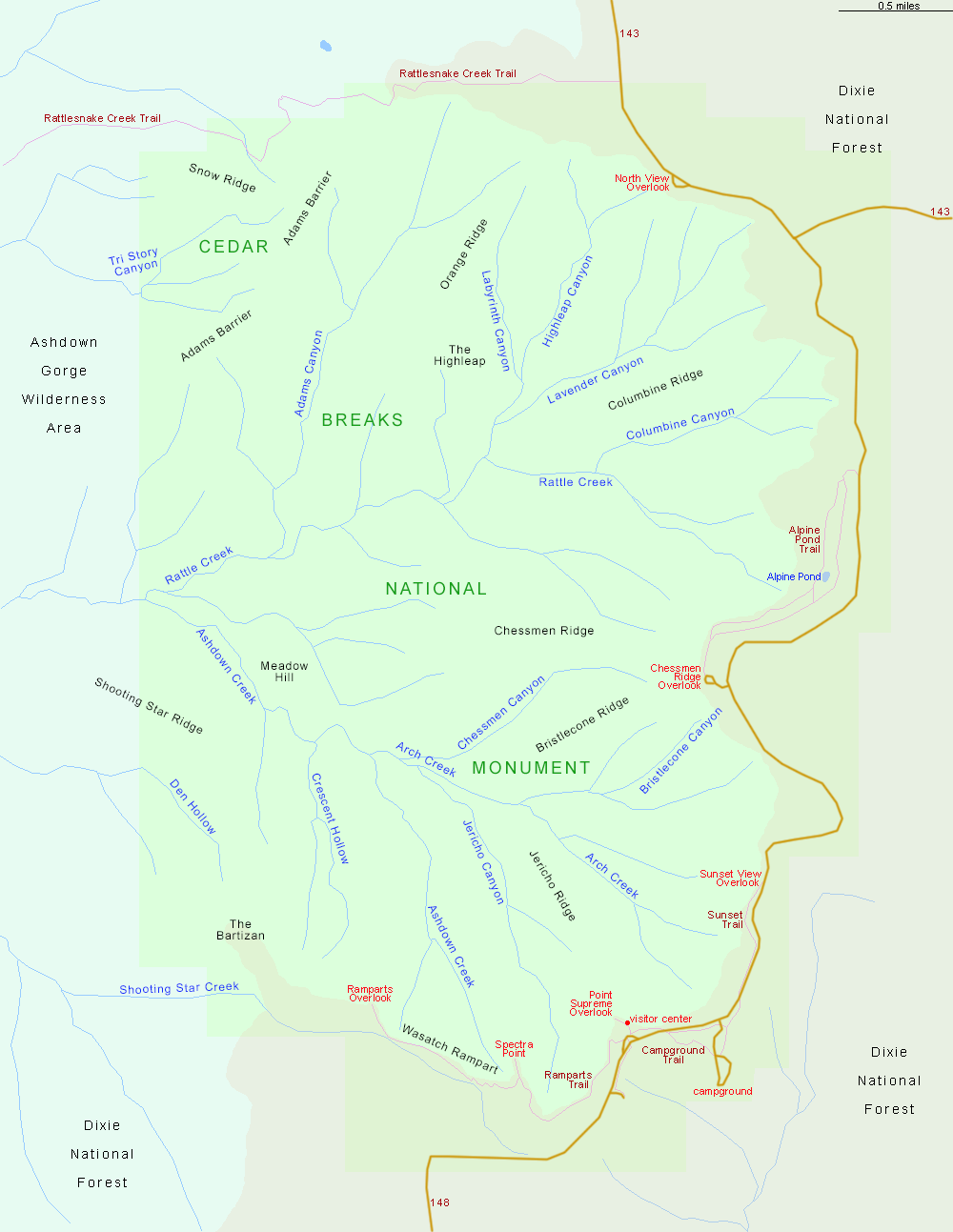Map of Cedar Breaks National Monument