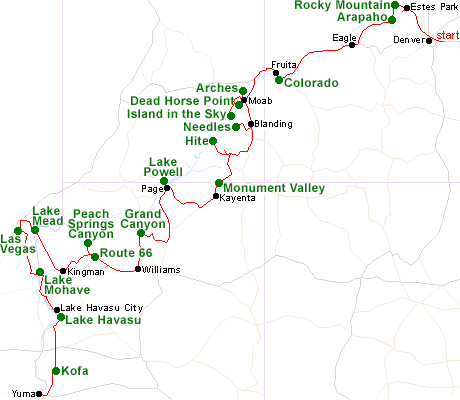 Map of the Colorado River tour