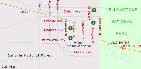 yellowstone west hotels map montana park national mt americansouthwest