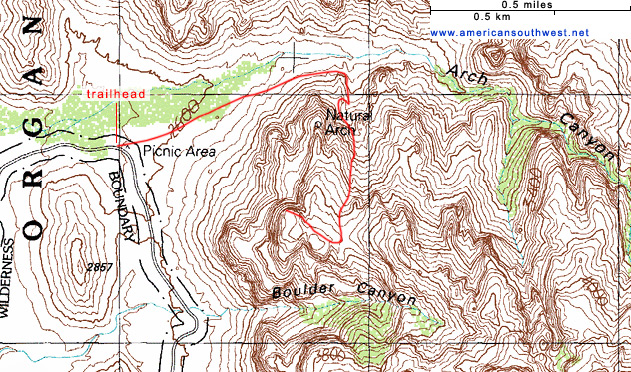 Map of the Arch Canyon Trail