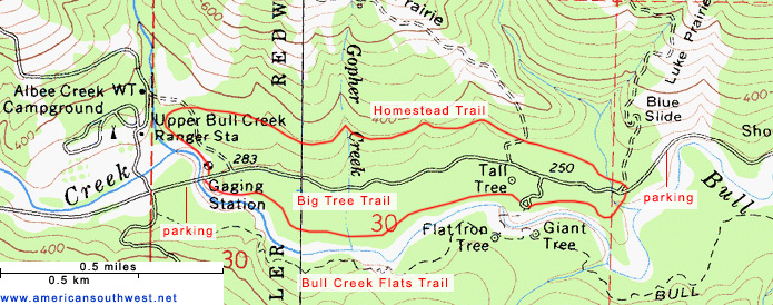 Map of the Homestead and Big Tree Trails