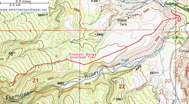 Map of the Fremont Gorge Overlook Trail
