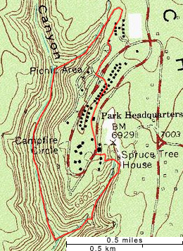 Map of the Spruce Canyon Trail