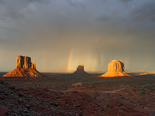 Double rainbow over the Mitten Buttes