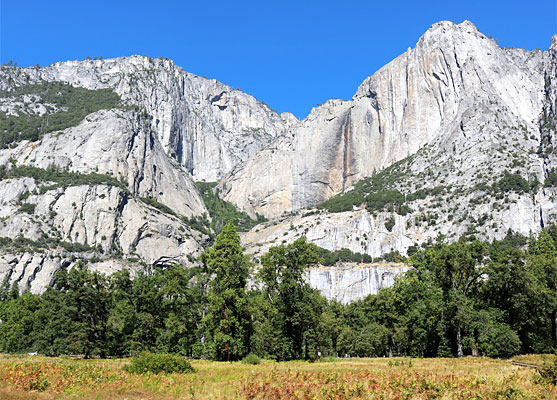 View north from Cook's Meadow, towards Yosemite Falls