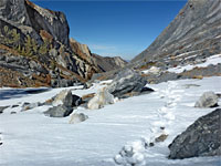 Boulders and snow