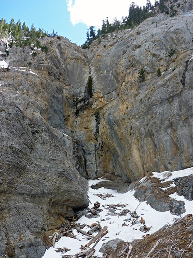 Snow at the base of Big Falls