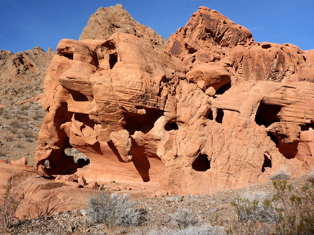 Holes in rock outcrop