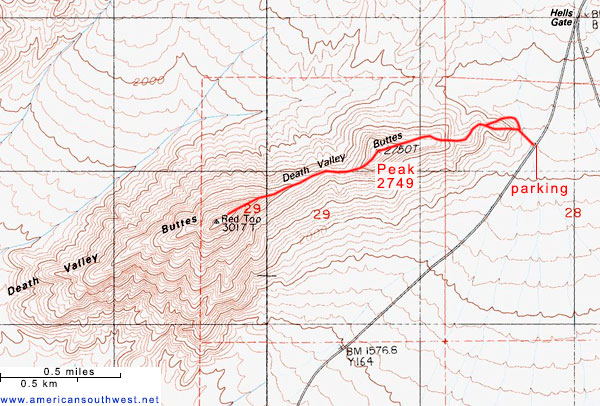 Topographic Map of the Death Valley Buttes