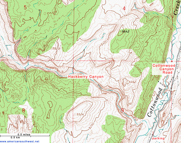 Topo Map of Hackberry Canyon