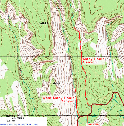 Map of Many Pools Canyon