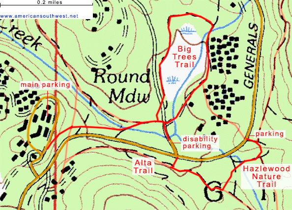 Topographic Map of the Big Trees Trail