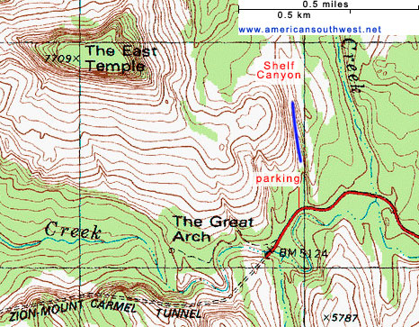 Map of Shelf Canyon