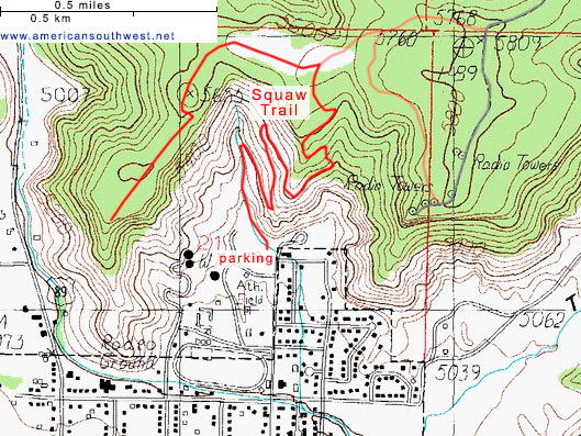 Map of the Squaw Trail near Kanab