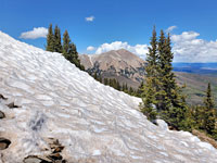 Snow below the summit