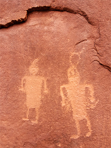 Two human petroglyphs, Kane Springs Canyon