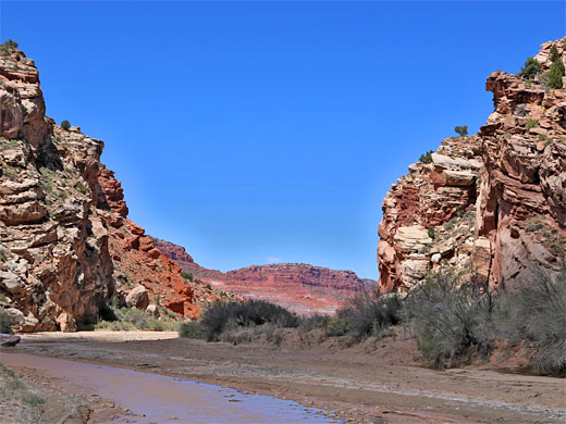 Distant red cliffs