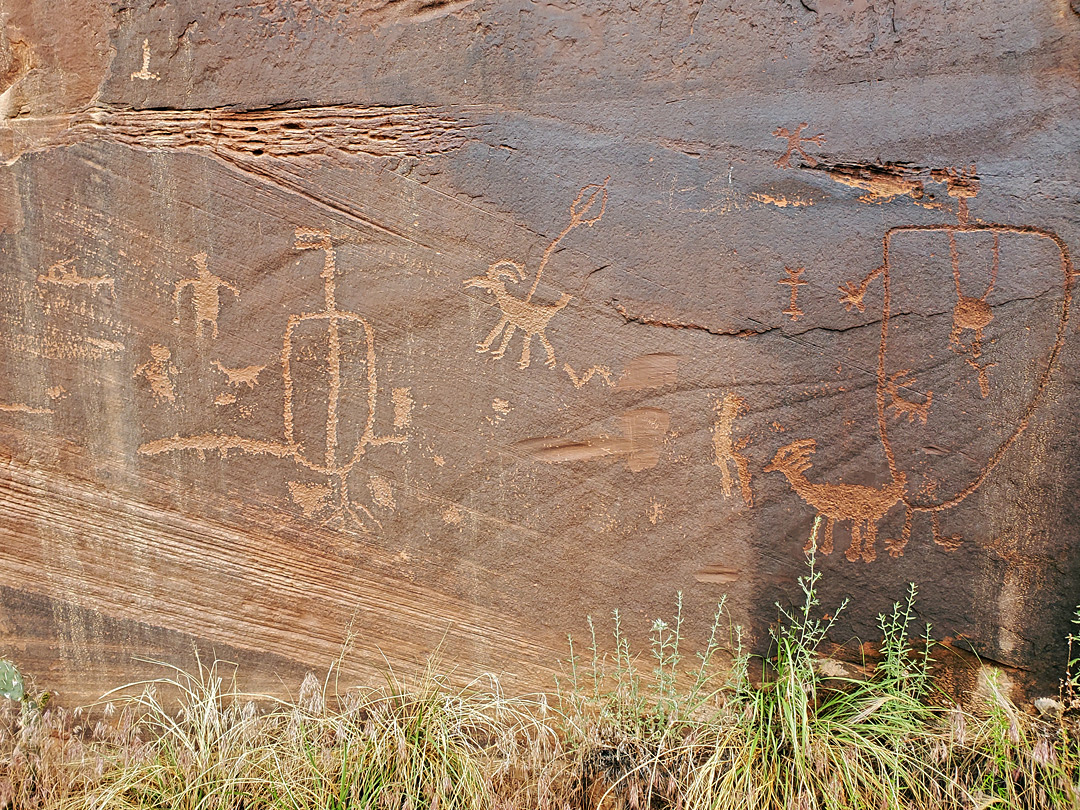 Petroglyphs on a vertical cliff